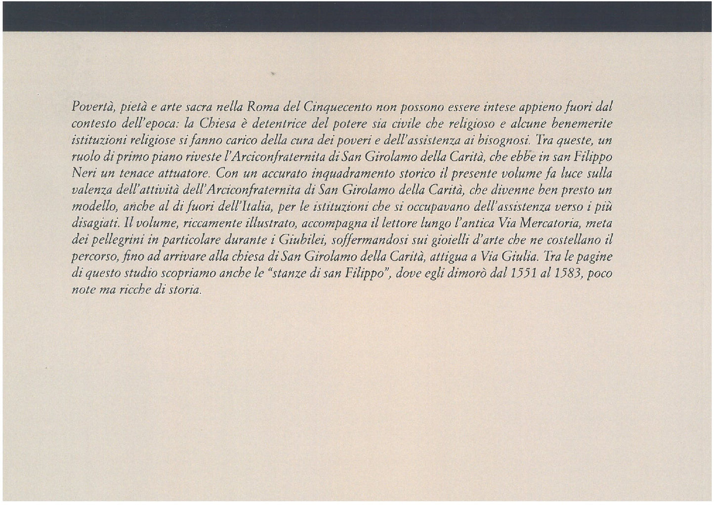 Povertà, pietà e arte sacra nella Roma del cinquecento